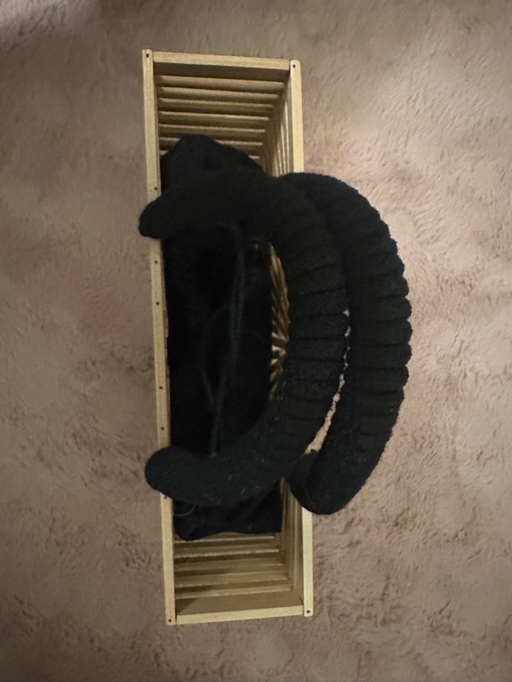 Small Semi-Circle Bamboo Tote with Black Woven Handle and Inside Purse - Picture 2 of 7